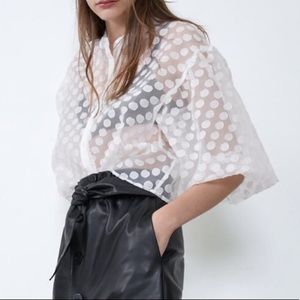 Chic Zara Organza Top NWOT Large White 2020